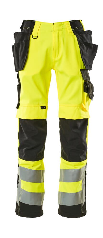 Broek met spijkerzakken 15531 - 1709 - hi-vis geel/zwart