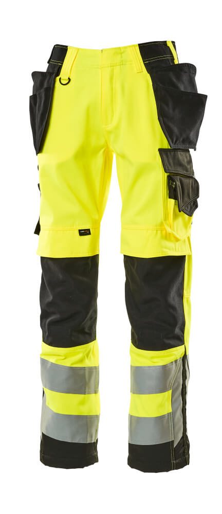 Broek met spijkerzakken 15531 - 1709 - hi-vis geel/zwart
