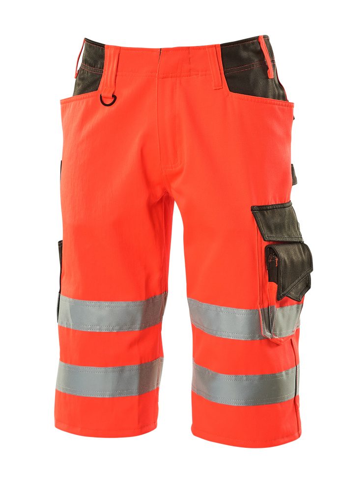 Korte werkbroek 15549 - 22218 - hi-vis rood/donkerantraciet