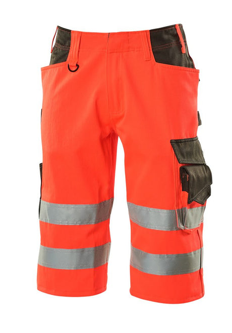 Korte werkbroek 15549 - 22218 - hi-vis rood/donkerantraciet