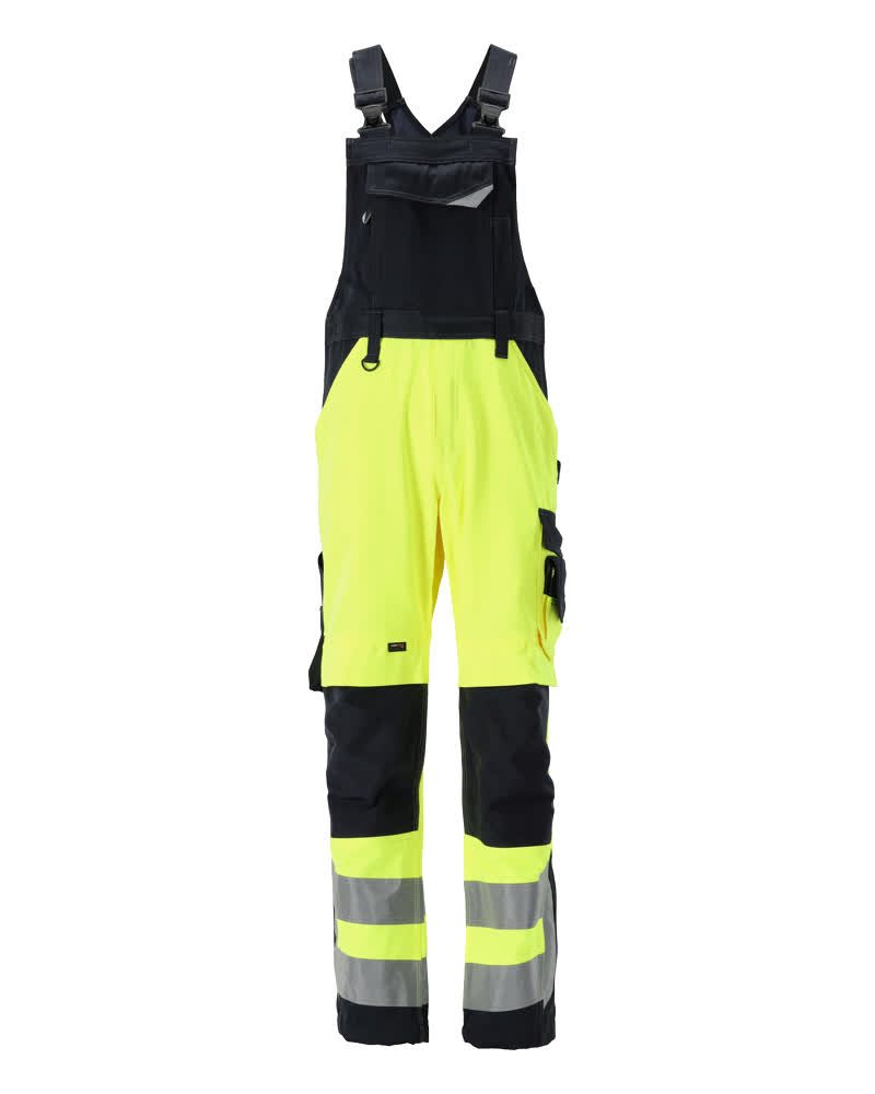 Amerikaanse overall met kniezakken 15569 - 17010 - hi-vis geel/donkermarine