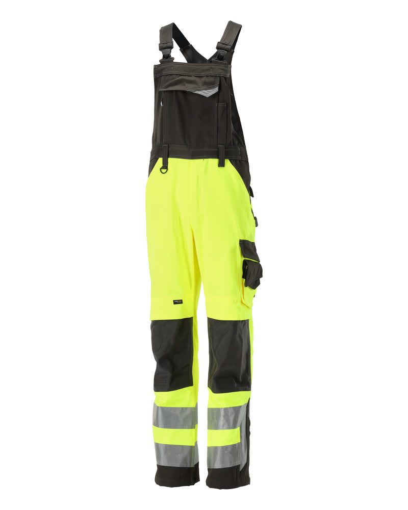 Amerikaanse overall met kniezakken 15569 - 1718 - hi-vis geel/donkerantraciet