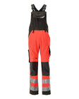 Amerikaanse overall met kniezakken 15569 - 22218 - hi-vis rood/donkerantraciet