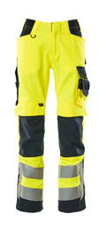 Werkbroek met kniezakken 15579 - 17010 - hi-vis geel/donkermarine