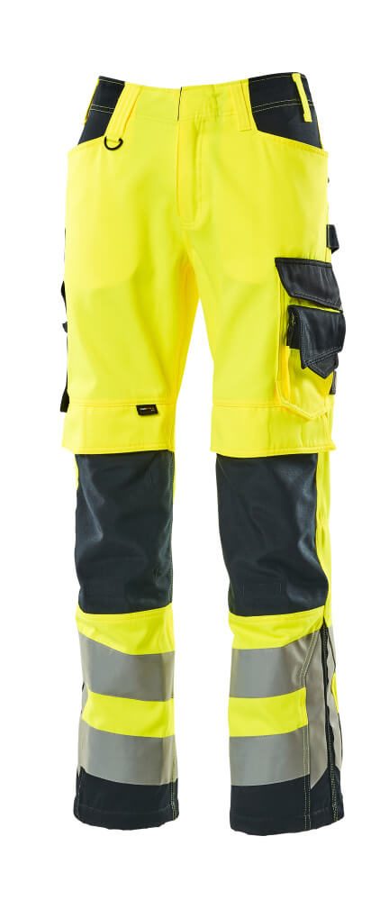 Werkbroek met kniezakken 15579 - 17010 - hi-vis geel/donkermarine