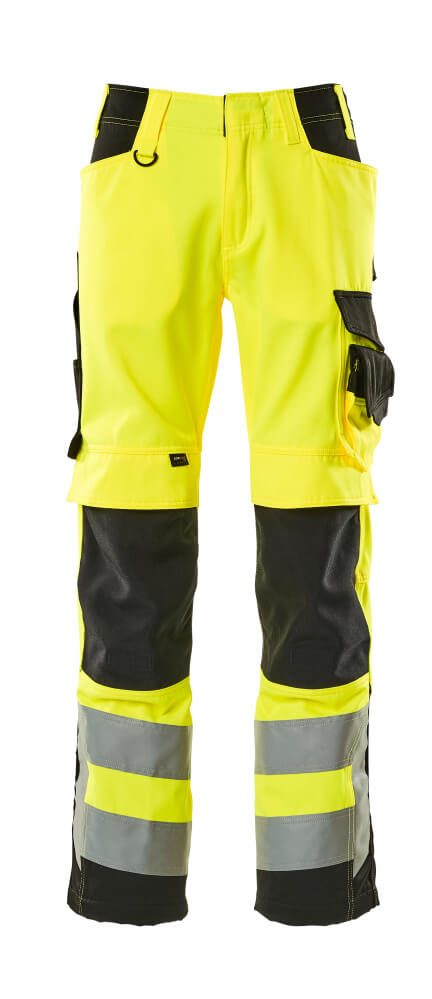 Werkbroek met kniezakken 15579 - 1709 - hi-vis geel/zwart