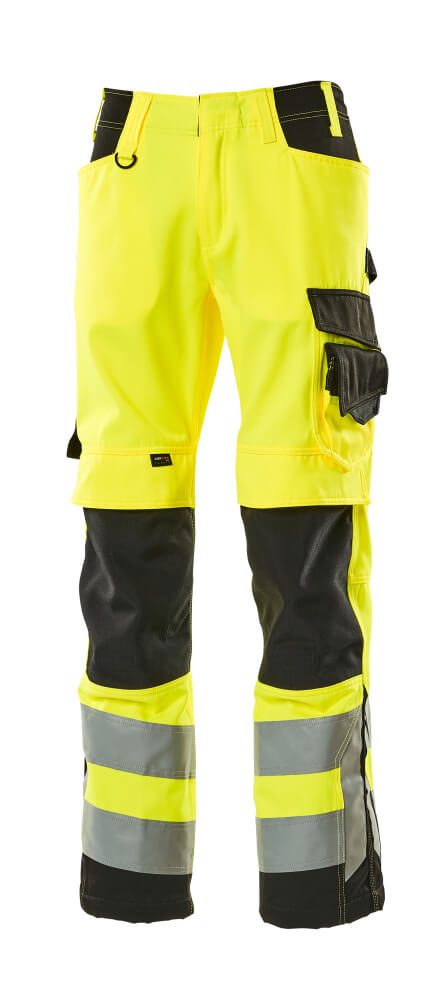 Werkbroek met kniezakken 15579 - 1709 - hi-vis geel/zwart