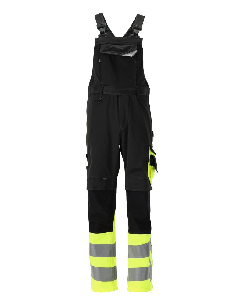 Amerikaanse overall met kniezakken 15669 - 0917 - zwart/hi-vis geel