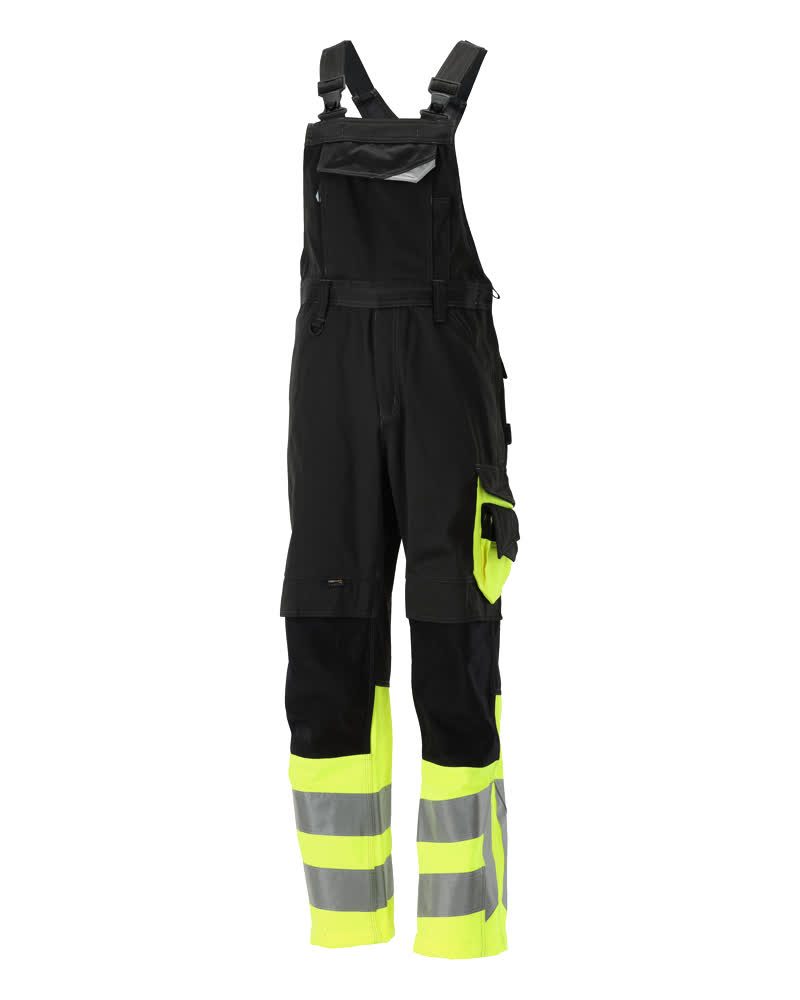 Amerikaanse overall met kniezakken 15669 - 0917 - zwart/hi-vis geel