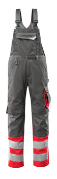 Amerikaanse overall met kniezakken 15669 - 18222 - donkerantraciet/hi-vis rood