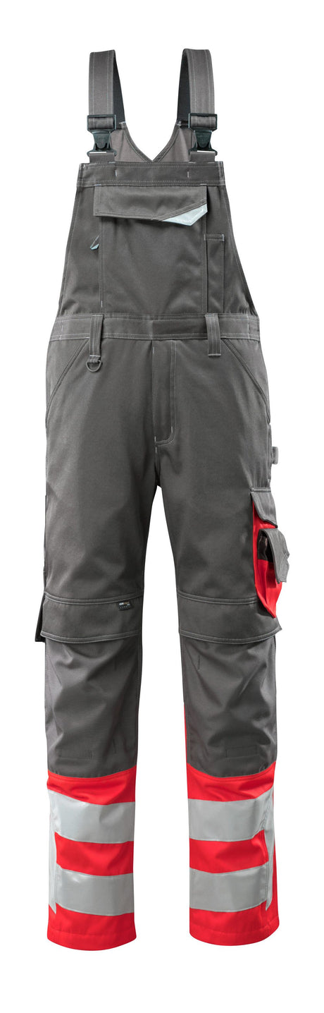 Amerikaanse overall met kniezakken 15669 - 18222 - donkerantraciet/hi-vis rood