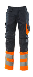 Broek met kniezakken 15679 - 01014 - donkermarine/hi-vis oranje