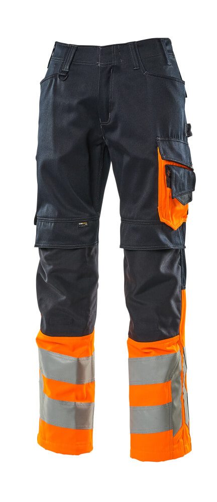 Broek met kniezakken 15679 - 01014 - donkermarine/hi-vis oranje