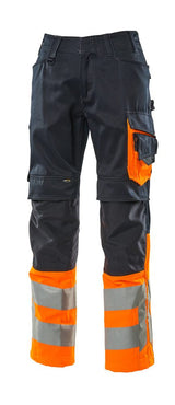 Broek met kniezakken 15679 - 01014 - donkermarine/hi-vis oranje