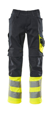Broek met kniezakken 15679 - 01017 - donkermarine/hi-vis geel