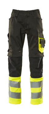 Broek met kniezakken 15679 - 0917 - zwart/hi-vis geel