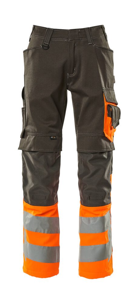 Broek met kniezakken 15679 - 1814 - donkerantraciet/hi-vis oranje