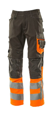 Broek met kniezakken 15679 - 1814 - donkerantraciet/hi-vis oranje