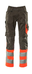 Broek met kniezakken 15679 - 18222 - donkerantraciet/hi-vis rood