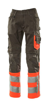 Broek met kniezakken 15679 - 18222 - donkerantraciet/hi-vis rood