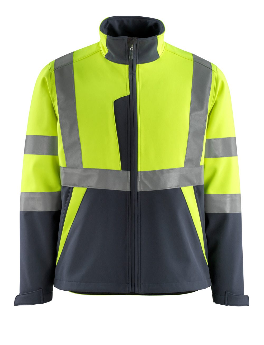 Softshell jas 15902 - 17010 - hi-vis geel/donkermarine
