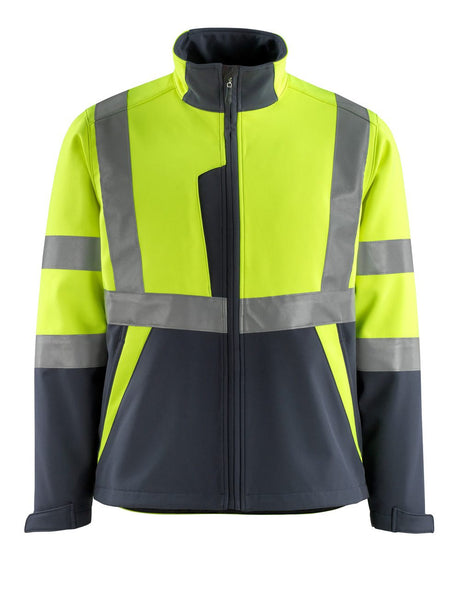 Softshell jas 15902 - 17010 - hi-vis geel/donkermarine