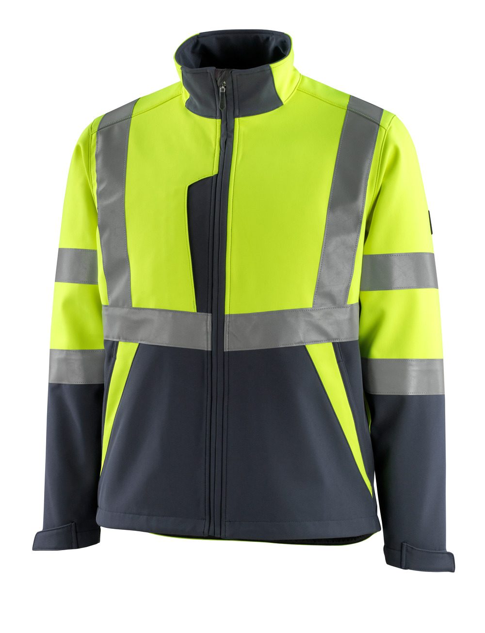 Softshell jas 15902 - 17010 - hi-vis geel/donkermarine