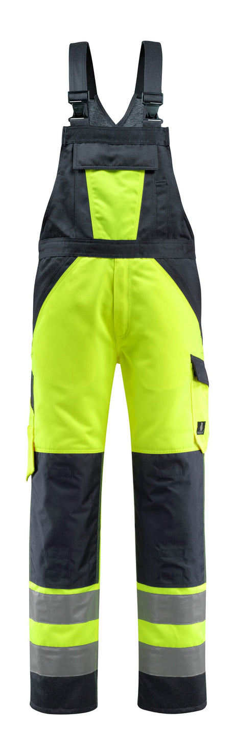 Amerikaanse overall met kniezakken 15969 - 17010 - hi-vis geel/donkermarine