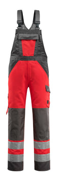 Amerikaanse overall met kniezakken 15969 - 22218 - hi-vis rood/donkerantraciet