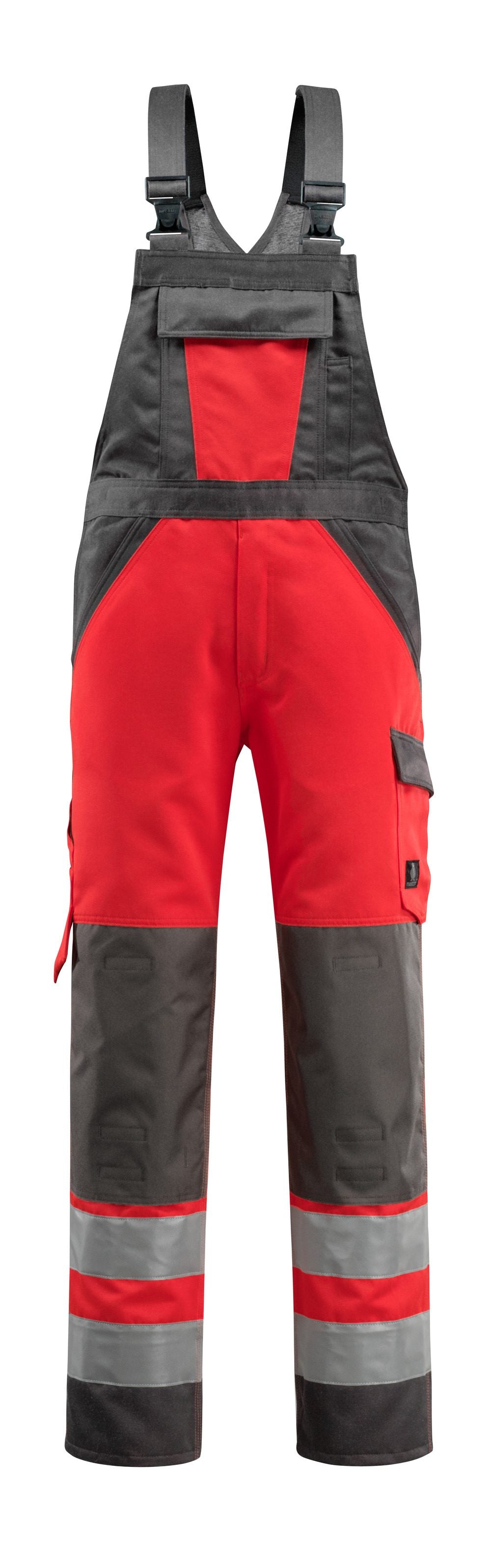 Amerikaanse overall met kniezakken 15969 - 22218 - hi-vis rood/donkerantraciet