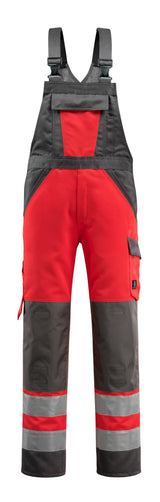 Amerikaanse overall met kniezakken 15969 - 22218 - hi-vis rood/donkerantraciet