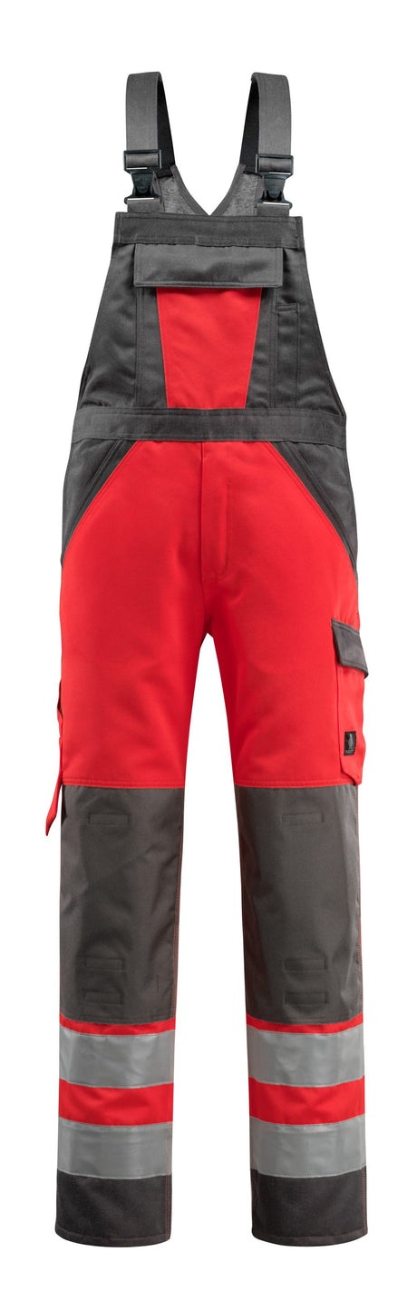 Amerikaanse overall met kniezakken 15969 - 22218 - hi-vis rood/donkerantraciet