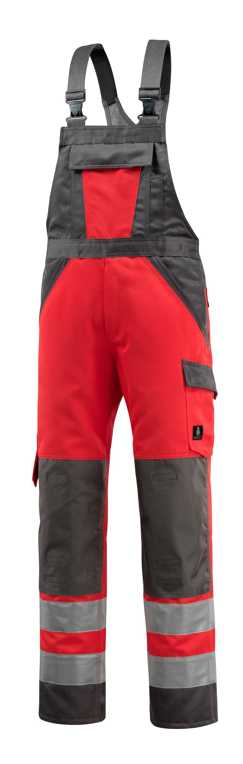 Amerikaanse overall met kniezakken 15969 - 22218 - hi-vis rood/donkerantraciet