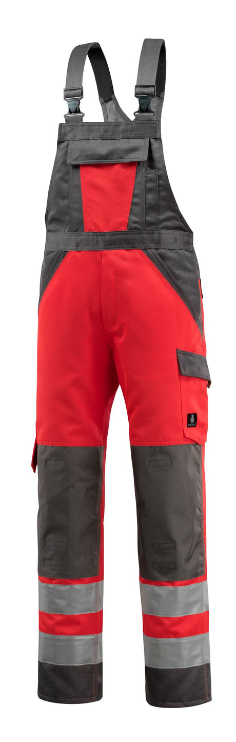Amerikaanse overall met kniezakken 15969 - 22218 - hi-vis rood/donkerantraciet