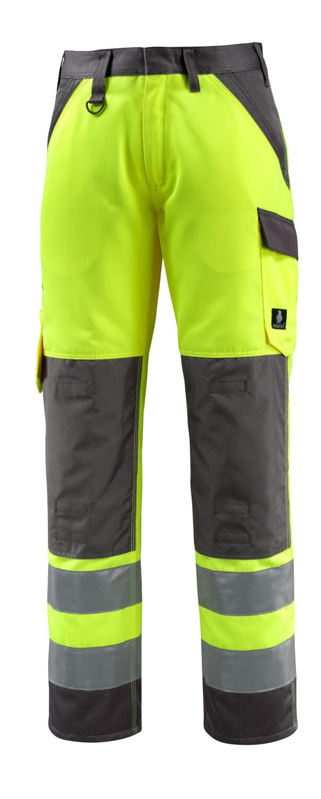 Broek met kniezakken 15979 - 1718 - hi-vis geel/donkerantraciet