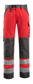 Broek met kniezakken 15979 - 22218 - hi-vis rood/donkerantraciet
