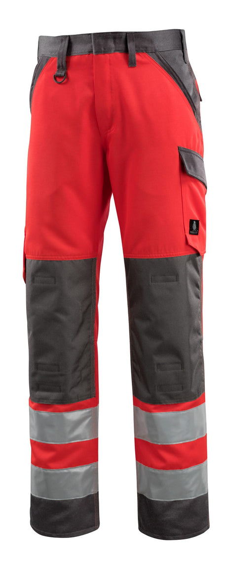 Broek met kniezakken 15979 - 22218 - hi-vis rood/donkerantraciet