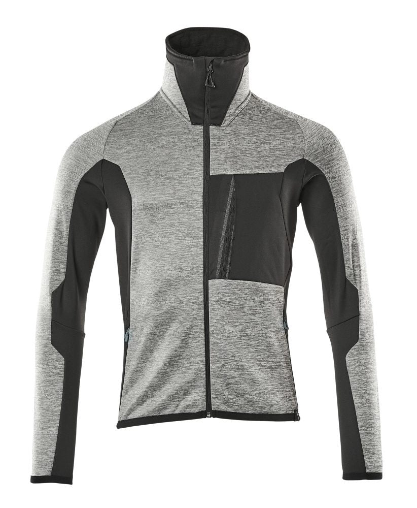 Fleecetrui met rits Advanced 17103 - 0809 - grijs-gemêleerd/zwart