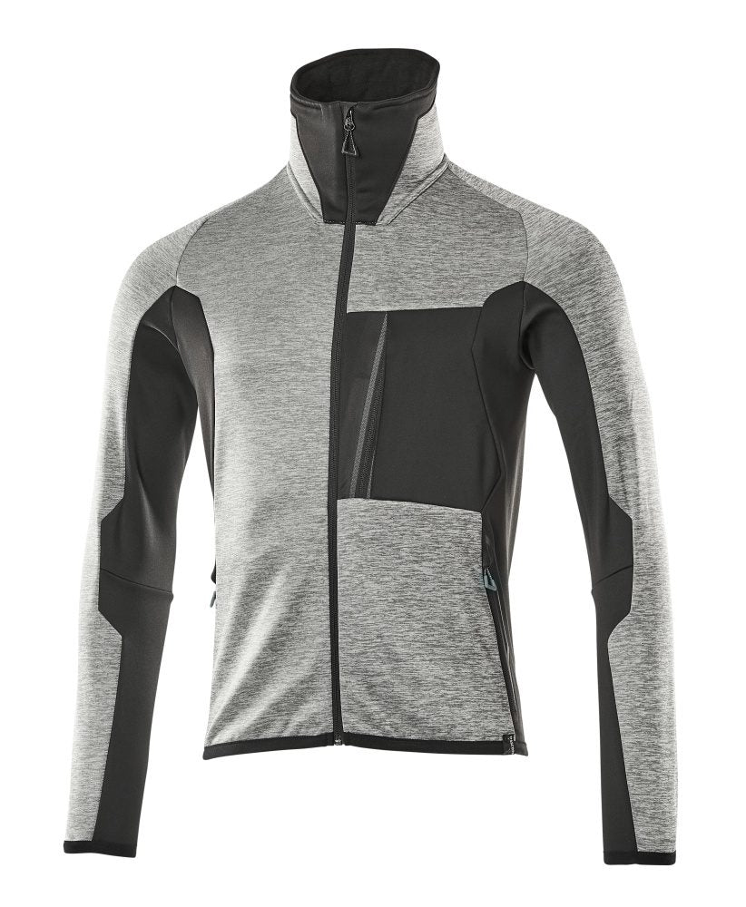 Fleecetrui met rits Advanced 17103 - 0809 - grijs-gemêleerd/zwart