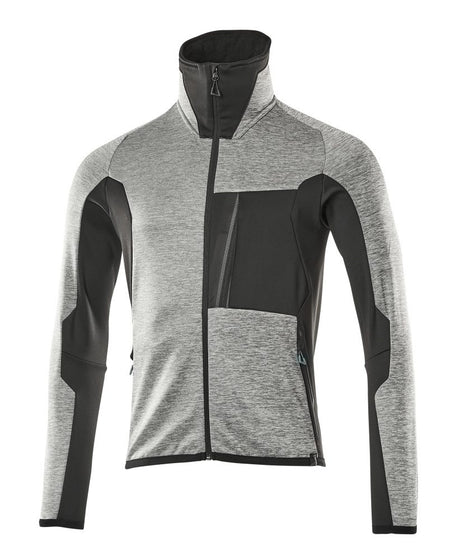 Fleecetrui met rits Advanced 17103 - 0809 - grijs-gemêleerd/zwart