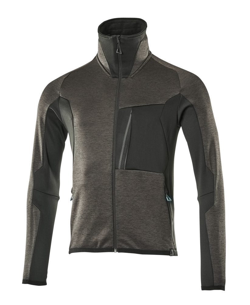 Fleecetrui met rits Advanced 17103 - 1809 - donkerantraciet/zwart