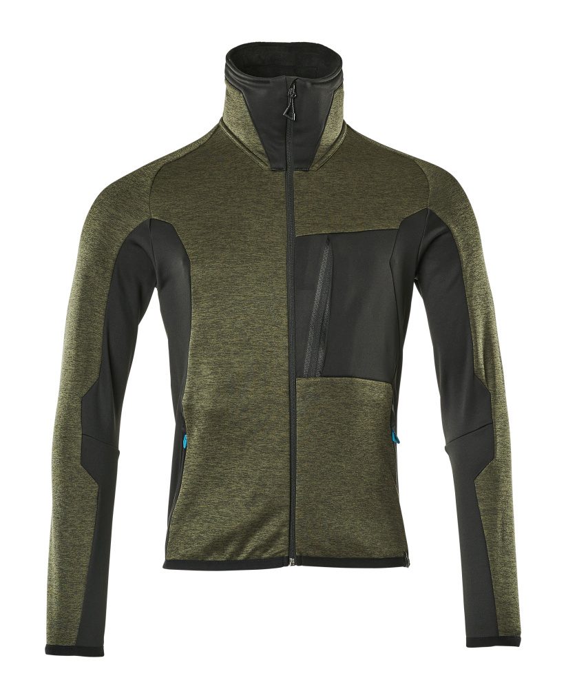 Fleecetrui met rits Advanced 17103 - 3309 - mosgroen/zwart