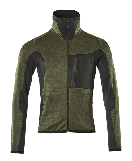 Fleecetrui met rits Advanced 17103 - 3309 - mosgroen/zwart
