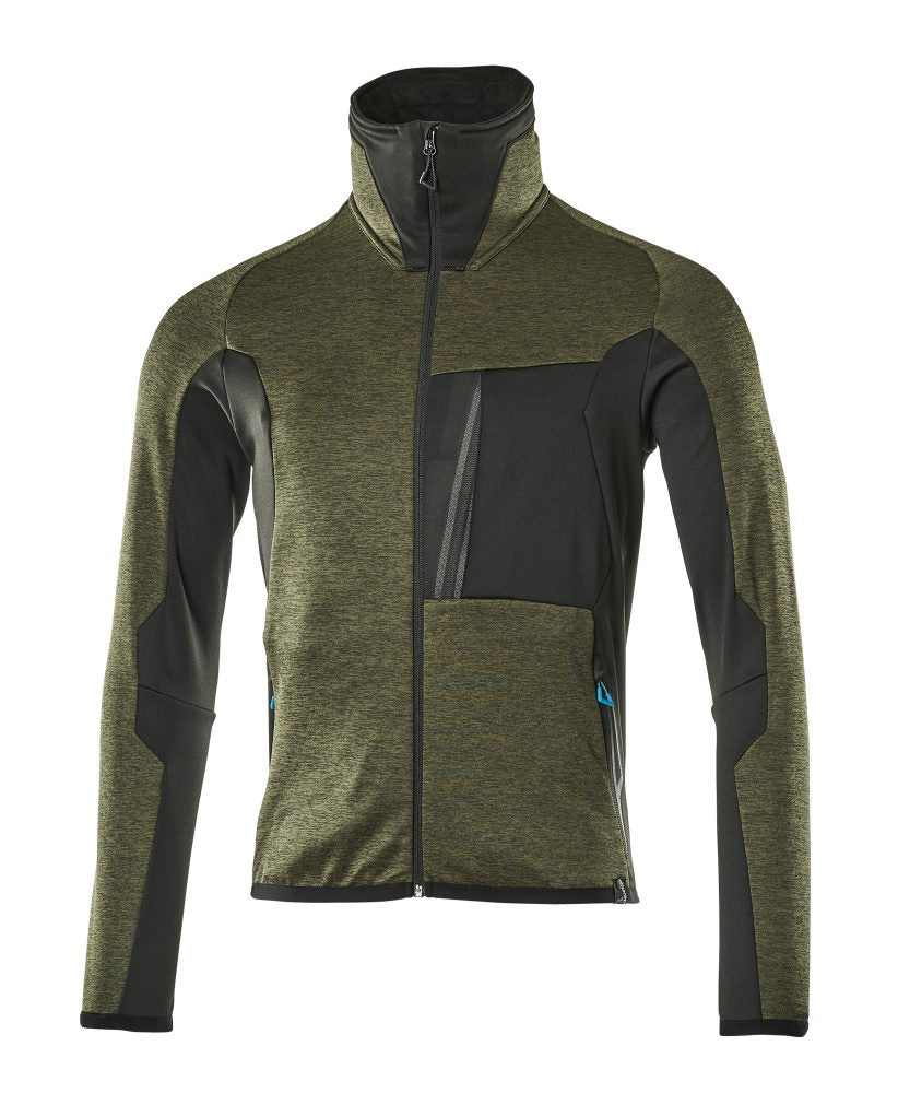 Fleecetrui met rits Advanced 17103 - 3309 - mosgroen/zwart