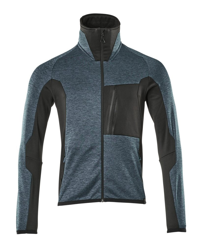 Fleecetrui met rits Advanced 17103 - 4409 - donkerpetrol/zwart