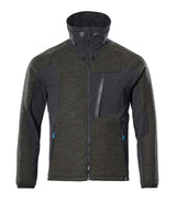 Gebreide jas met rits 17105 - 3309 - mosgroen/zwart