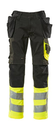 Broek met spijkerzakken 17531 - 0917 - zwart/hi-vis geel