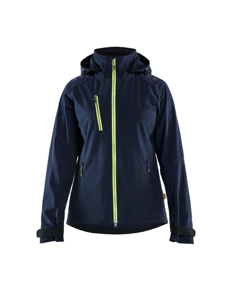 Softshell jack Dames 4719 - Donker marineblauw/High Vis Geel