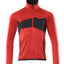 Fleecetrui met korte rits 18003 - 20209 - signaalrood/zwart