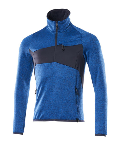 Fleecetrui met korte rits 18003 - 91010 - helder blauw/donkermarine